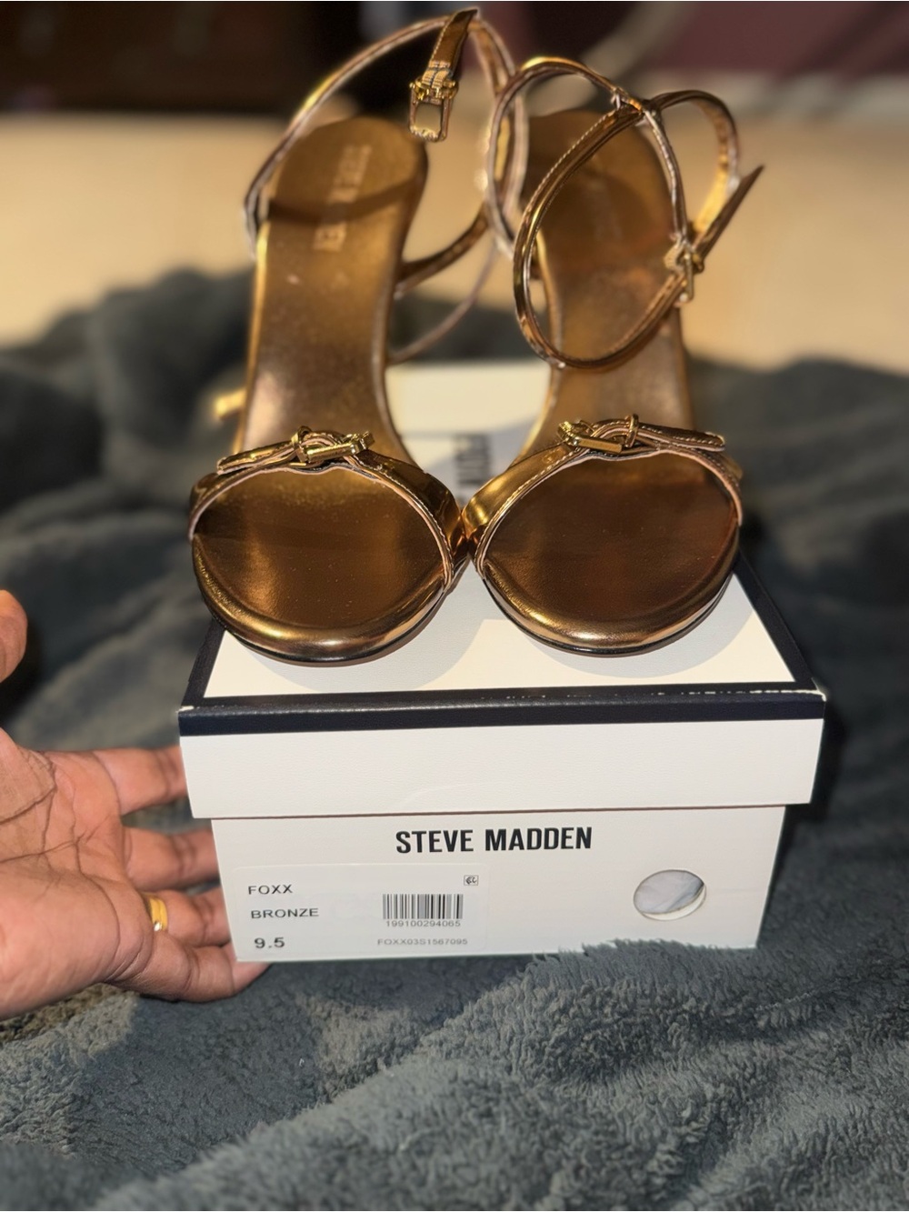 Steve Madden Foxx Metallic Ankle Strap Stiletto Dress Sandals